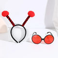 Yellow children's fancy dress set with bee motif headband and matching insect glasses.