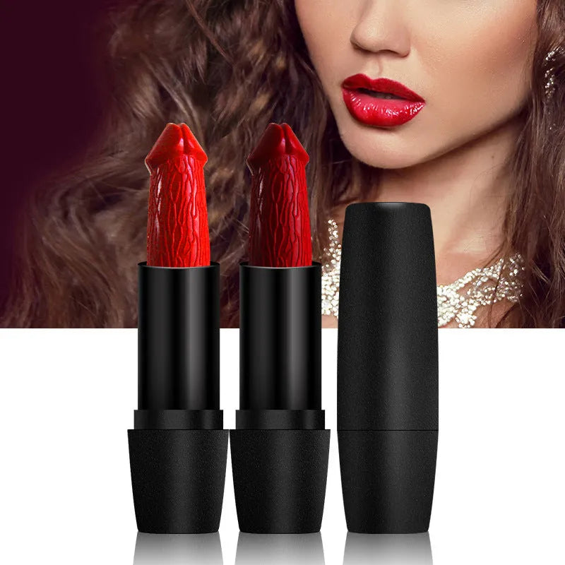 Beauty Creative Styling Mushroom Head Matte Lipstick in Rose Red shade with black tube