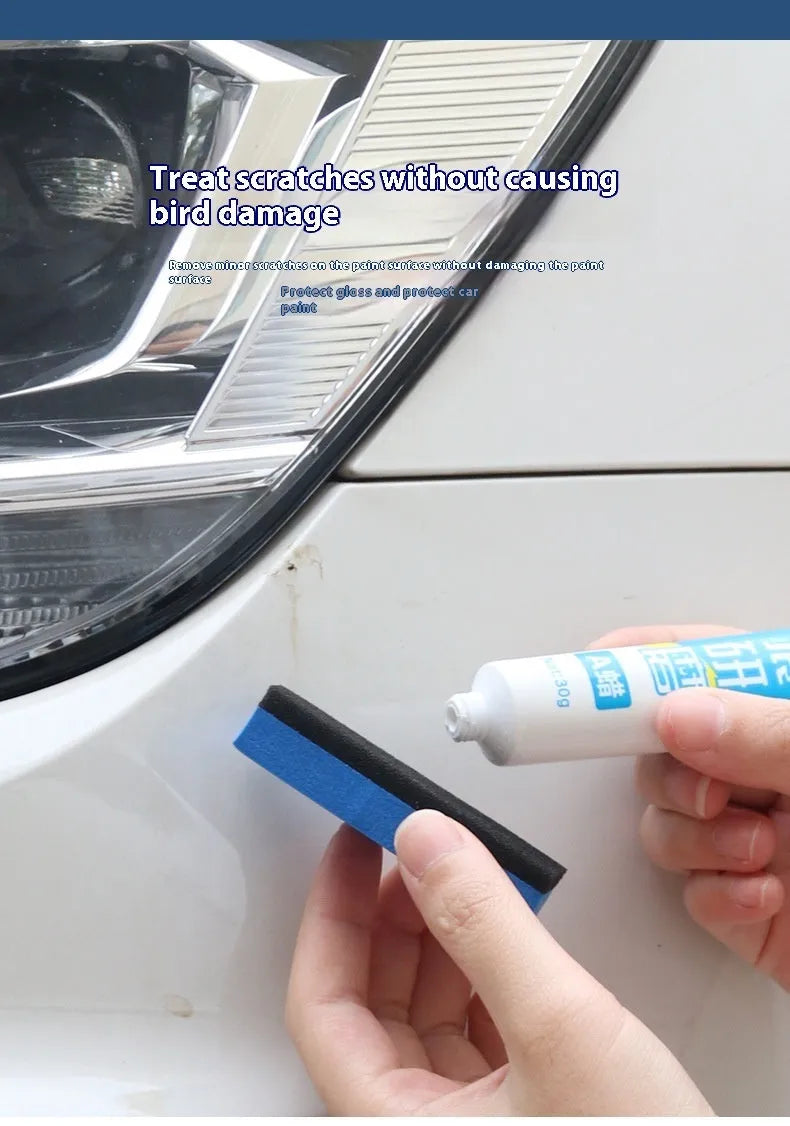 Car repair wax kit containing scratch removal A wax, brightening B wax, and frosted sponge mop