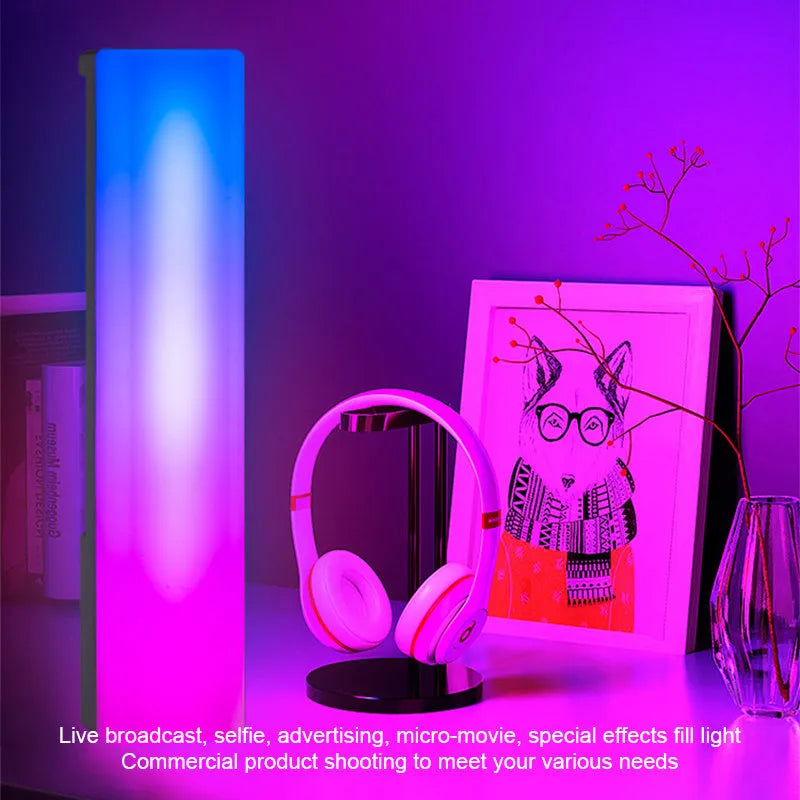 3D RGB voice-activated ambiance lamp with colourful lighting on table top