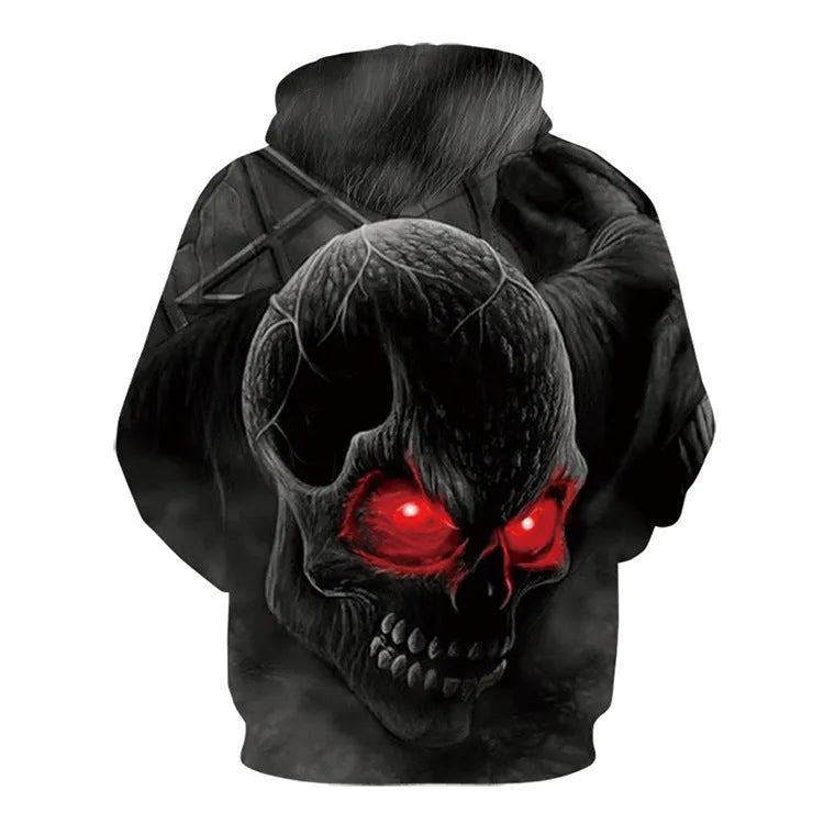 Men's loose pullover hoodie with digital print, hooded collar, long sleeves, polyester fabric, sizes XXS to 6XL