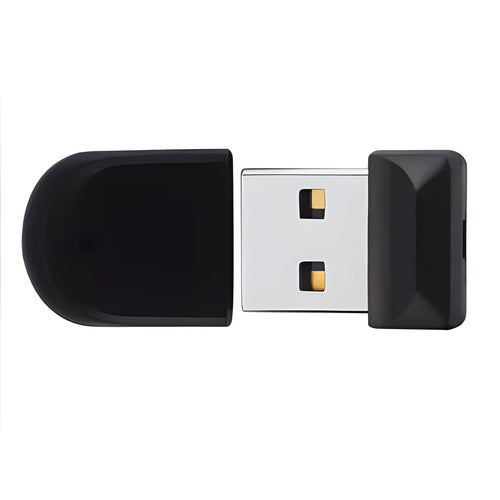 Black rotating waterproof shockproof USB flash drive for vehicle use in multiple capacities.