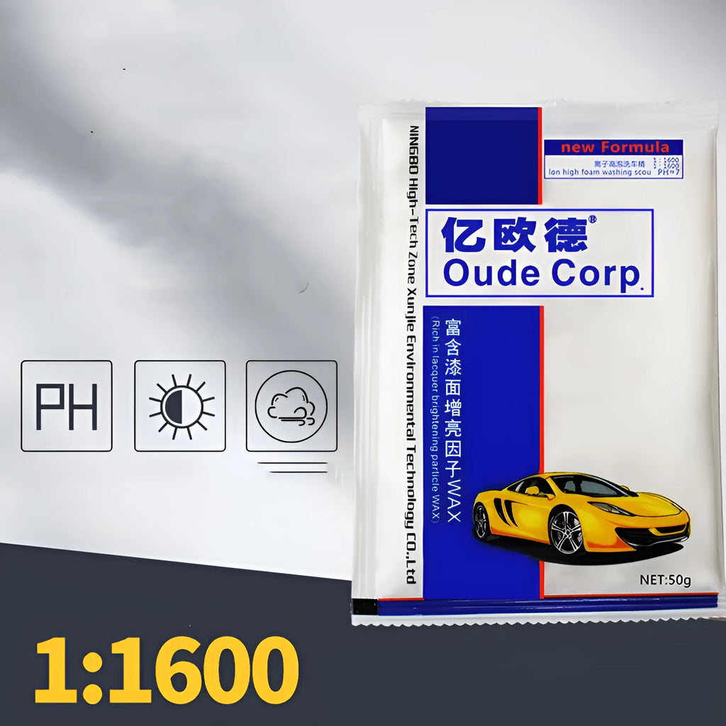 Concentrated foam car wash powder in 50g sachet with wax additive for car cleaning