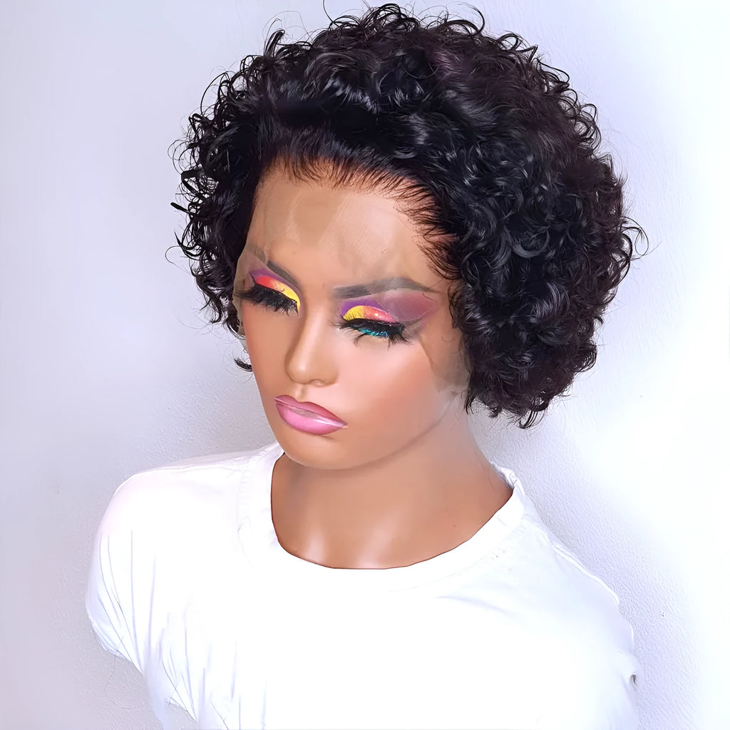 Black human hair wig with 13x1 lace front construction for daily wear