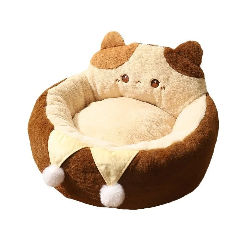 Cat nest winter pet bed medium three flowers hug warm deep sleep nest polyester PP cotton