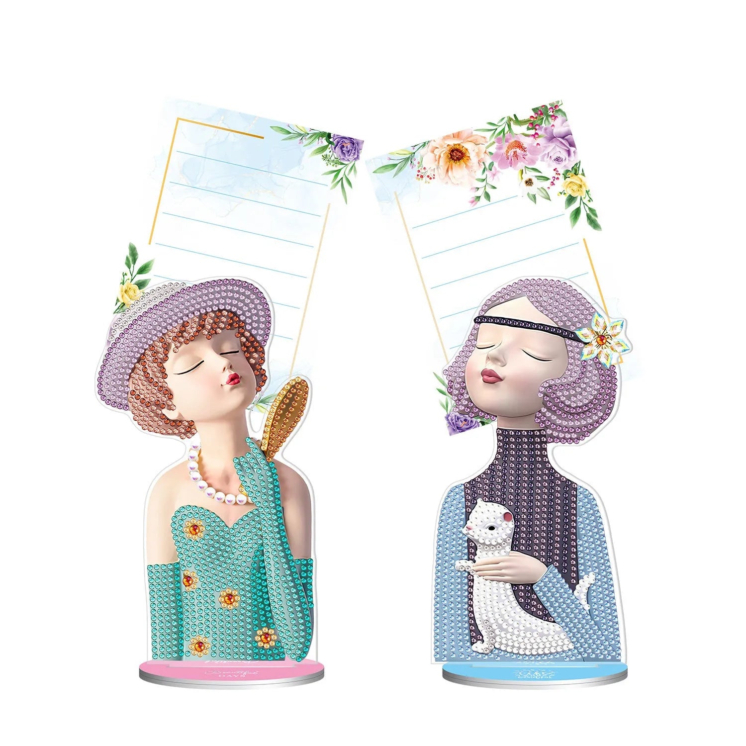 Handmade diamond painting decorative note clip with American-style design on desktop
