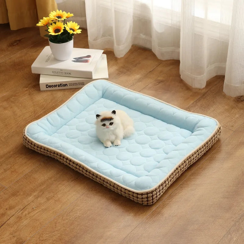 Cloth pet mat in blue or pink, spring cool corn kernel seat cushion, five sizes from 31x41cm to 61x81cm