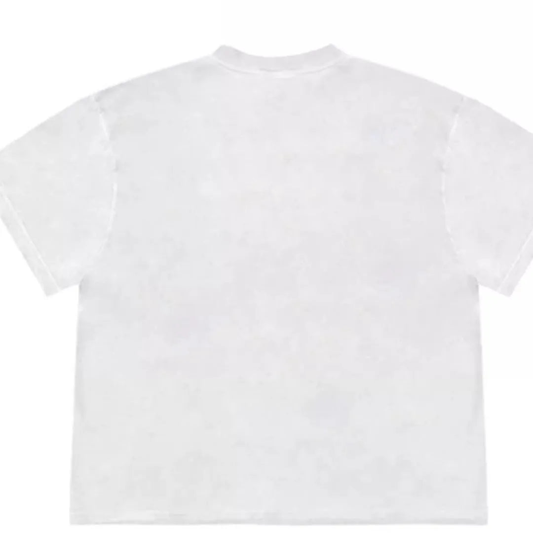 Blueberry patchwork short sleeve T-shirt in ice oxygen cotton with loose fit and round neck