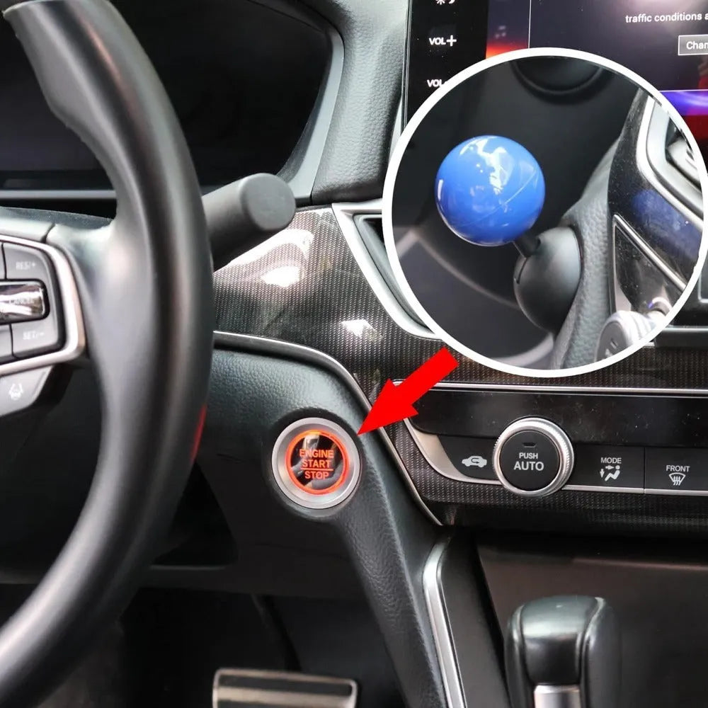 All-metal ball rod car start button cover in red, blue, green, yellow, alloy and plastic options