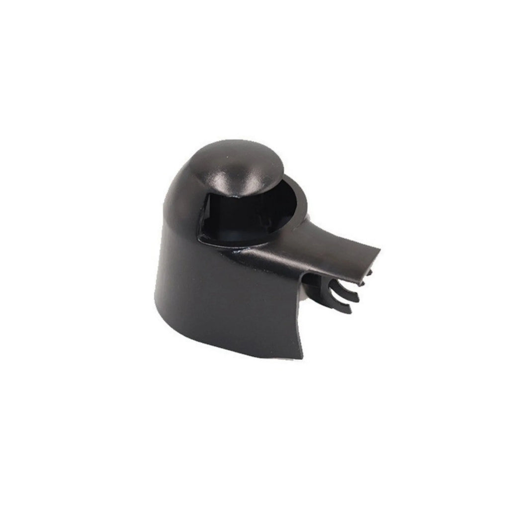 Black plastic rear wiper cover nozzle set for Volkswagen Golf and Tiguan cars.