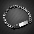 Personalised laser engraved human eye portrait on a stainless steel bracelet in a gold finish, geometric design