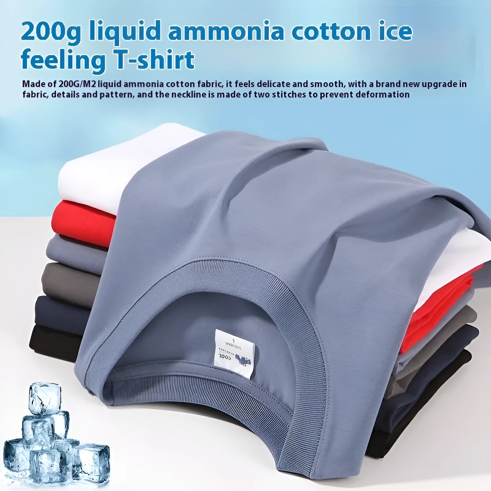 Liquid ammonia cotton short-sleeved shirt in solid colour, loose pullover fit, available in white, black, blue, green, and more