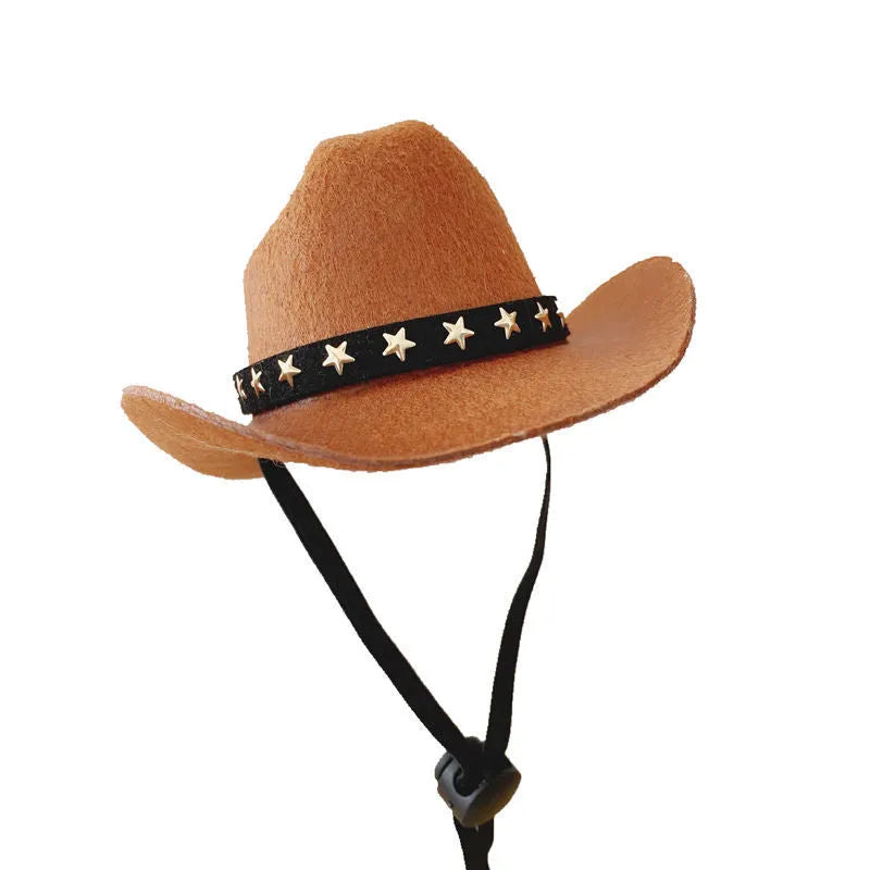 British-style cat cowboy hat with ribbon decorations in non-woven fabric