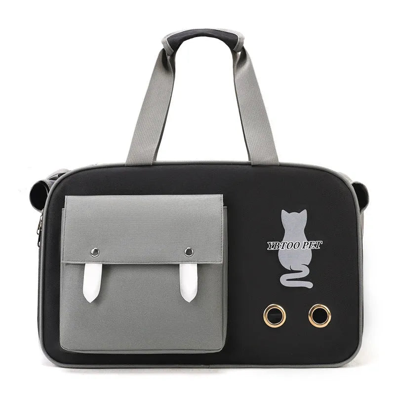 Portable nylon pet bag with large capacity 18 and breathable design in white, grey or black