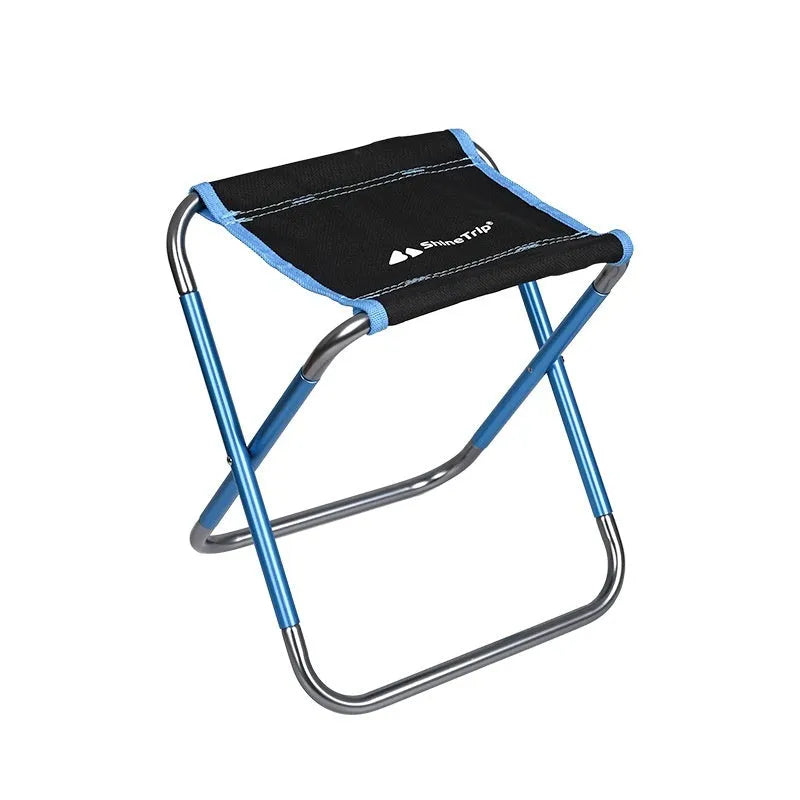 Black aluminium alloy folding stool for camping outdoor seating