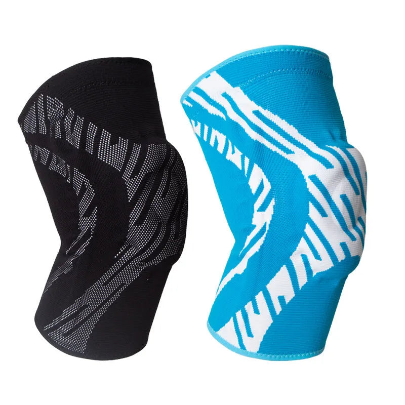 Black and blue basketball kneepads for men with compression fit in four sizes