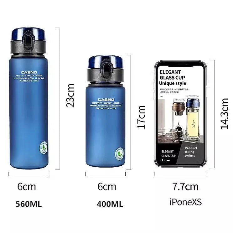 Cassino portable sports cup in grey, blue, green or wine red, 560ml or 400ml, with lanyard and leak-proof seal