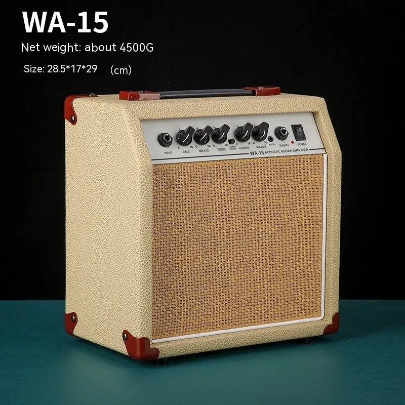 Small GA-10 10W guitar amplifier speaker with metal and plastic construction, 25x8x26cm