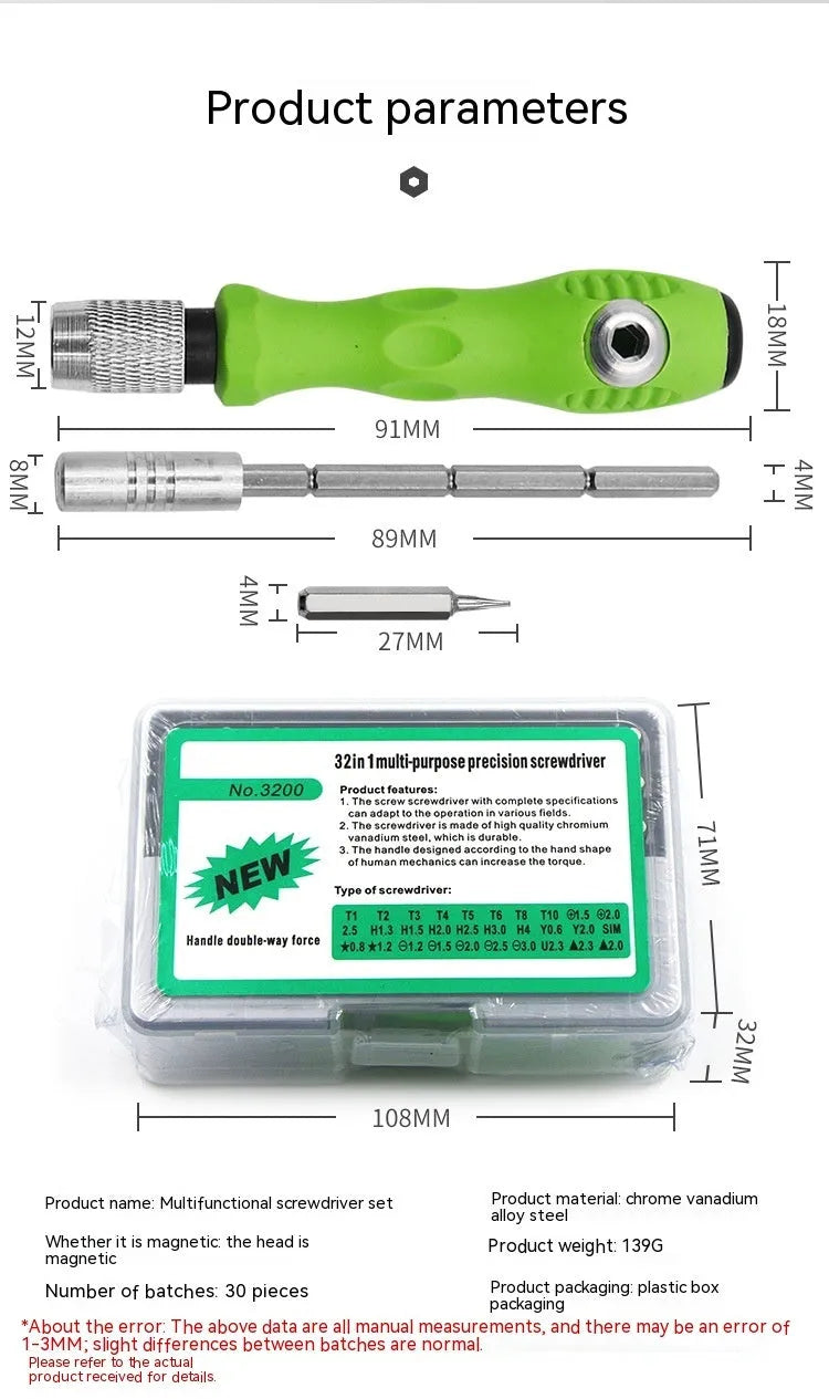 32-in-1 precision screwdriver set for mobile phone and electronics repair tools