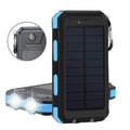 8000mAh solar power bank with compass, PVC silicone shell, 75x140x20mm, black blue orange green