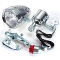 Silver bicycle generator light modification kit for friction-powered front and rear lighting