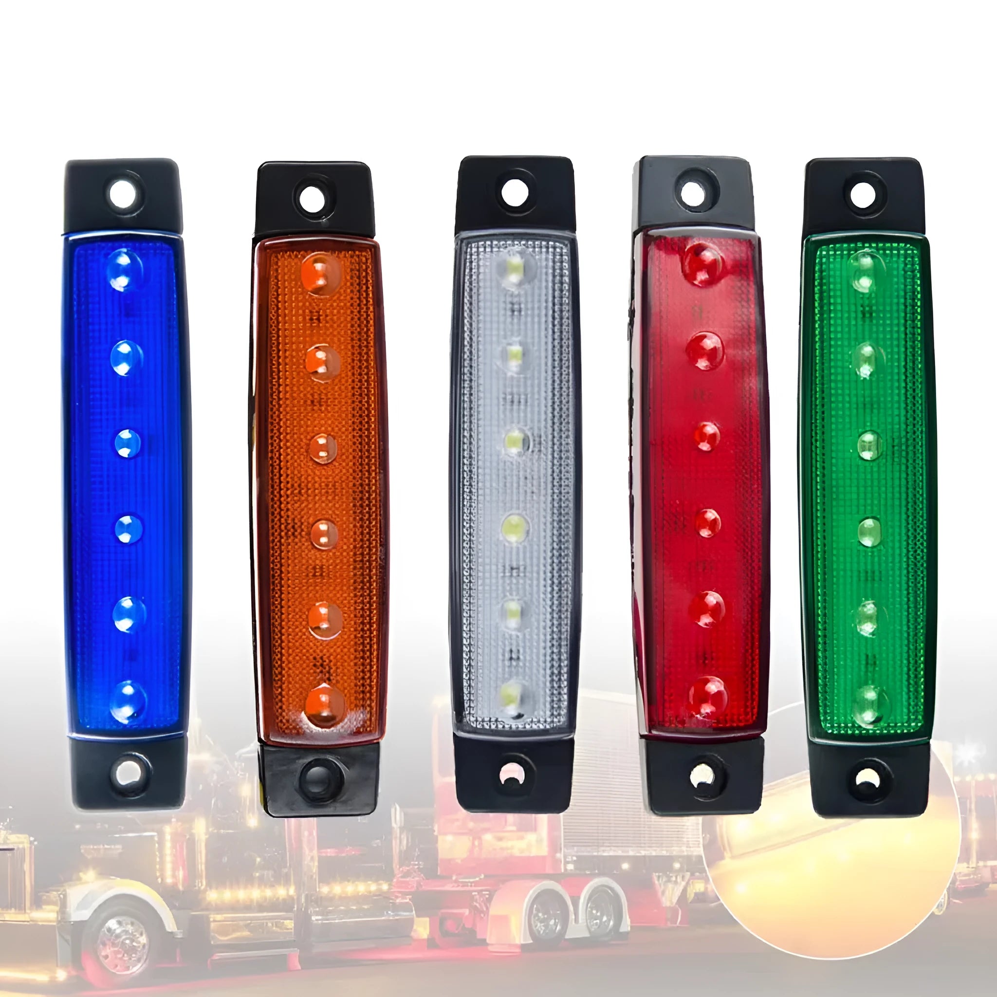 Trailer side marker light with SMD LED in choice of five colours for vehicle modification