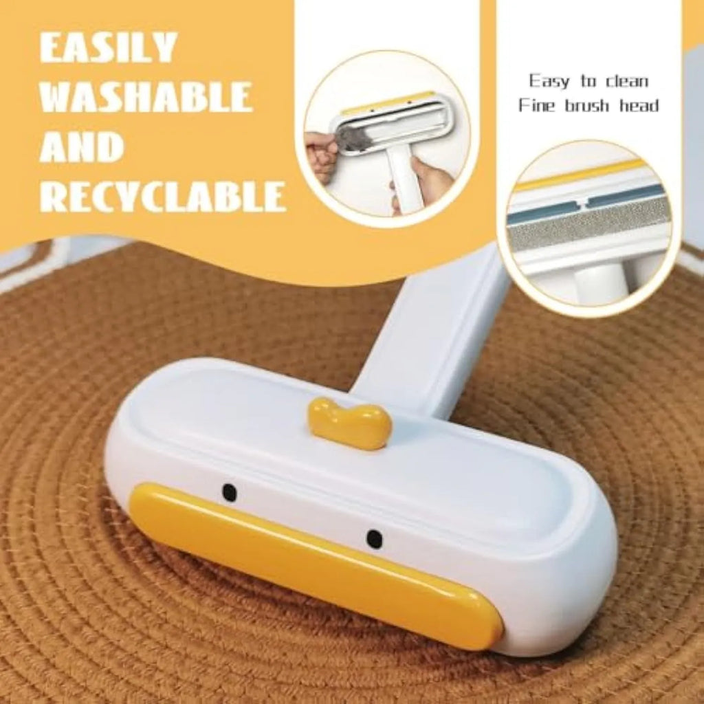 Yellow duck design portable pet hair remover with plastic body and bristles