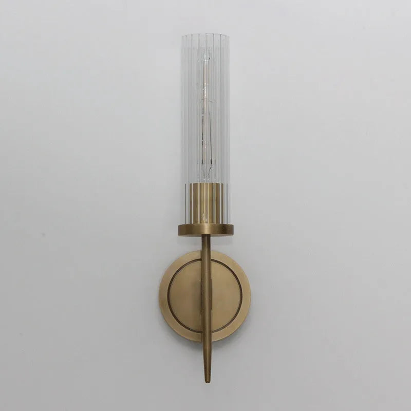 Modern creative glass wall lamp in copper single head finish for living room or bedroom