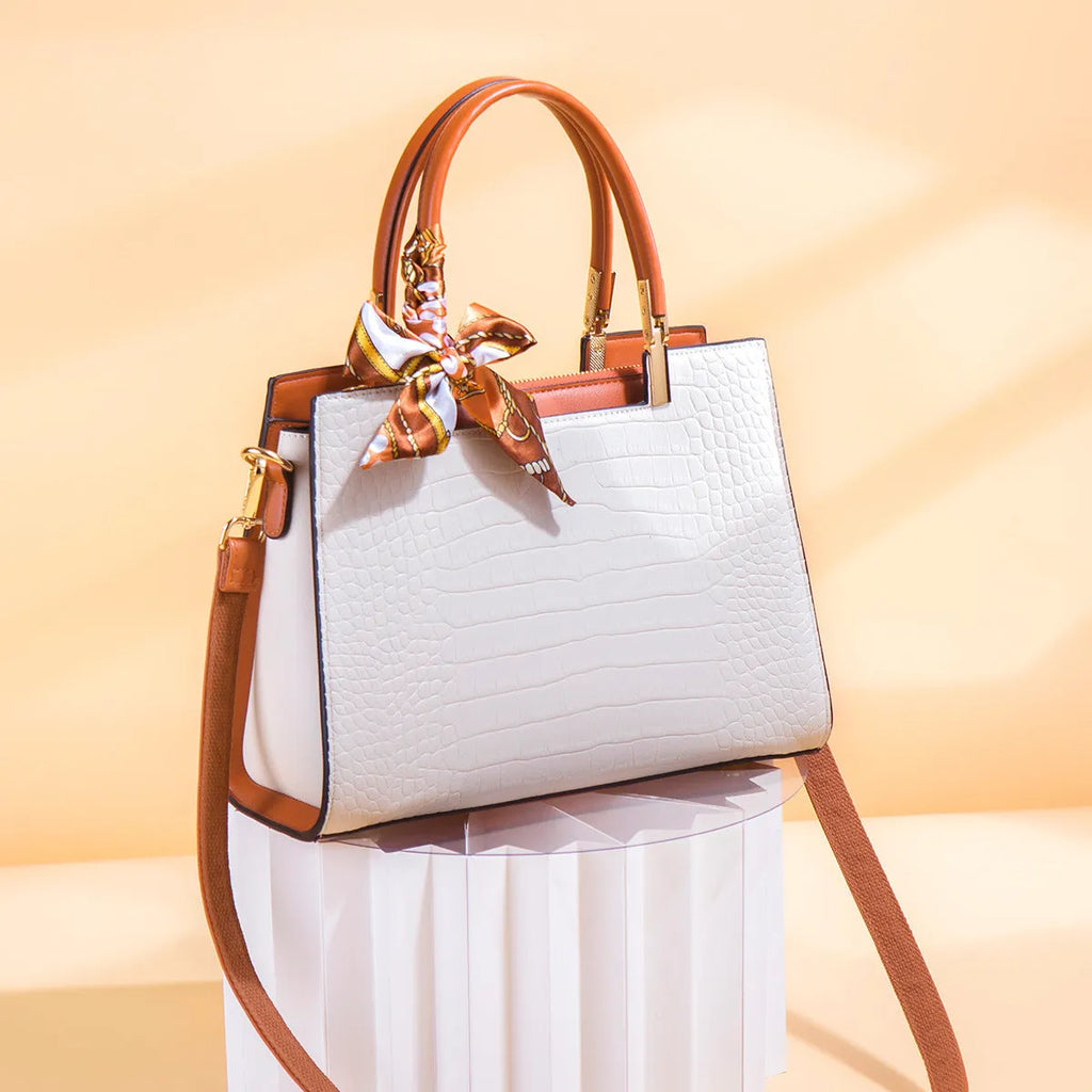 Milky white women's large-capacity shoulder handbag with horizontal square shape and slit pocket