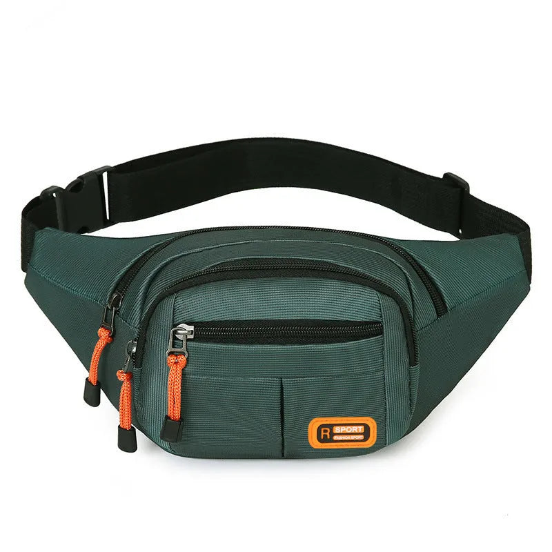 Large waterproof slanted chest bag in black, grey, blue, or green colour options