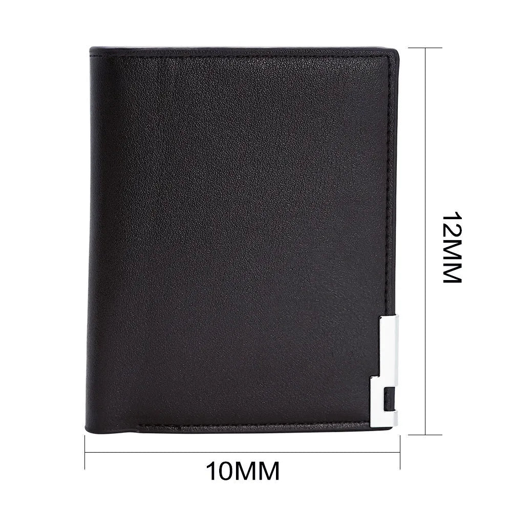Men's classic leather zip-around wallet, presented as a gift.