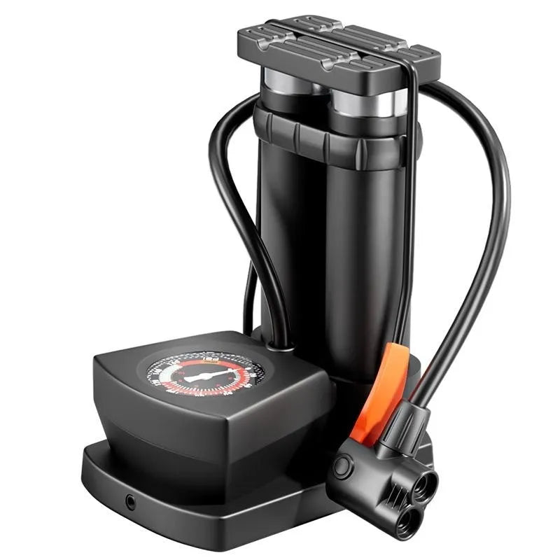 Foot tire pump with iron body and foot pedal for bicycle and motorcycle tyre inflation