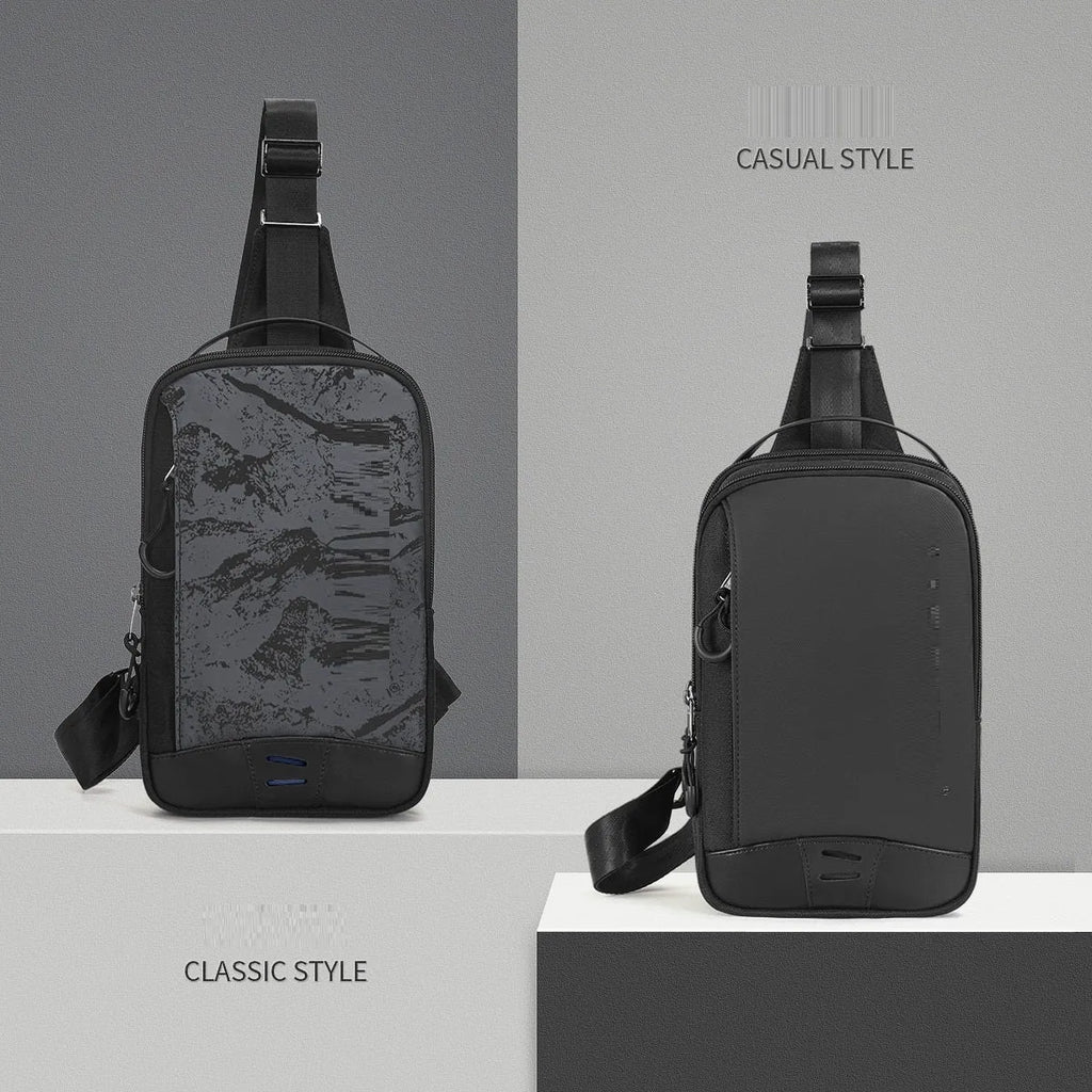 Casual black TPU camouflage pattern chest bag with single shoulder strap and soft handle