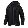 Men's plus size loose hooded coat in Army Green, showing waterproof polyester construction