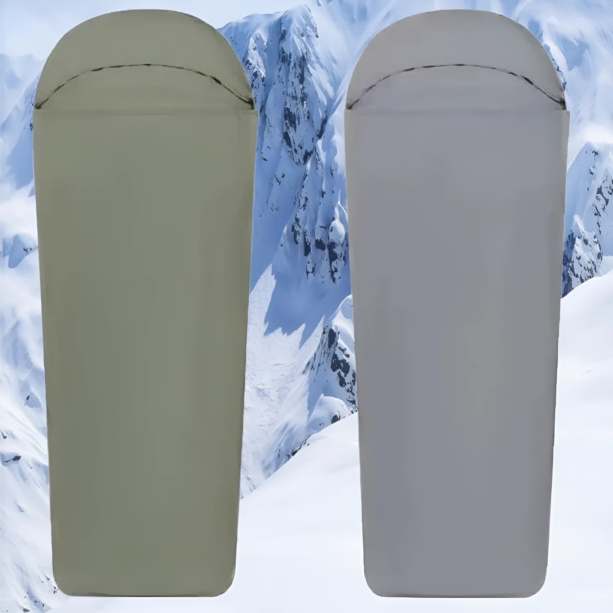 Blue lightweight nylon mummy sleeping bag for adult camping with dimensions 210x80x60cm