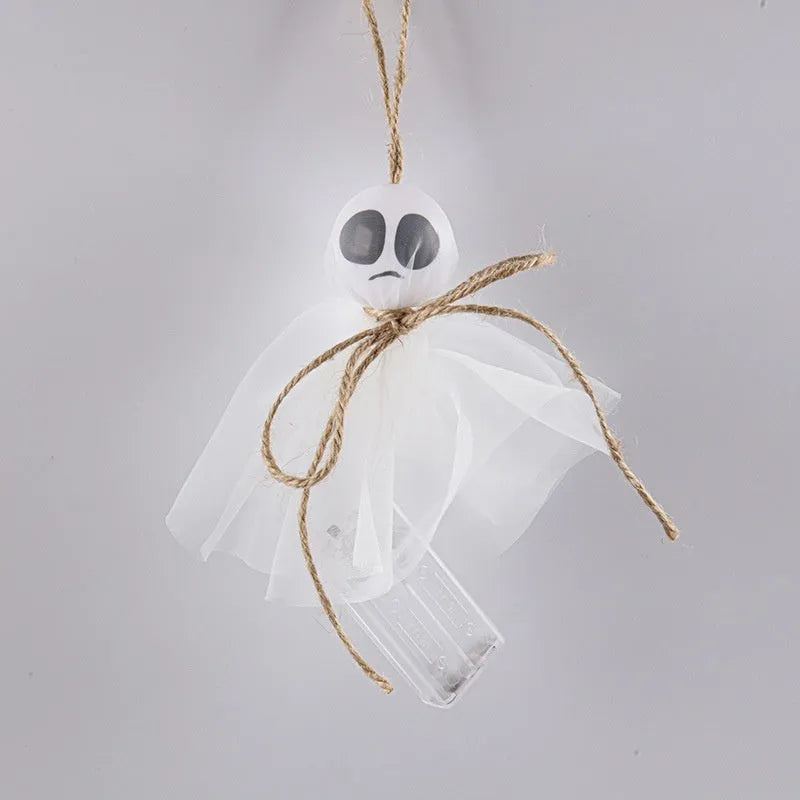 Halloween battery-powered LED light chain with ghost-shaped multicolour lights on flexible PVC cable