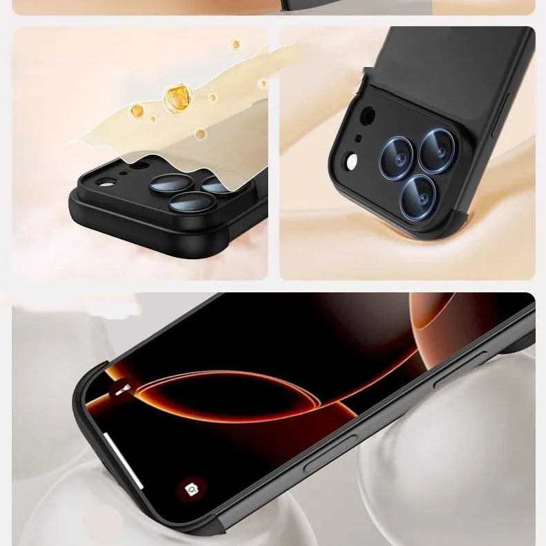 Simple shell phone case for iPhone 17 in black, orange, grey, or desert colour