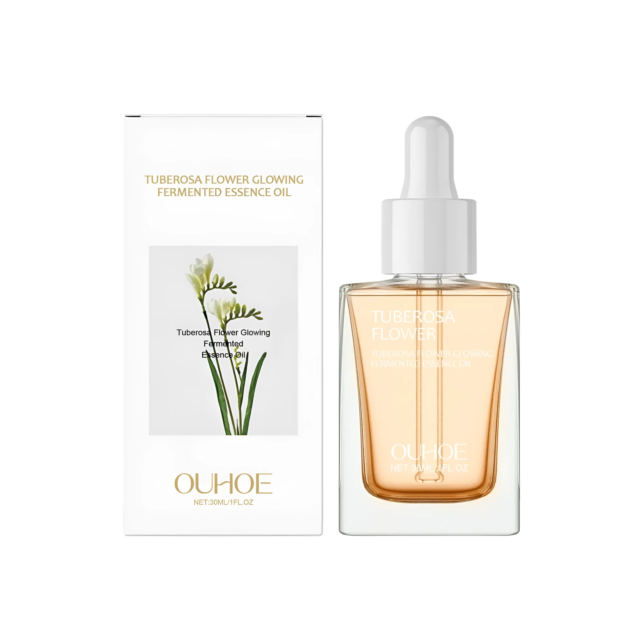 30ml bottle of facial tightening oil with brightening and firming formulation containing vitamin E and tuberose extract