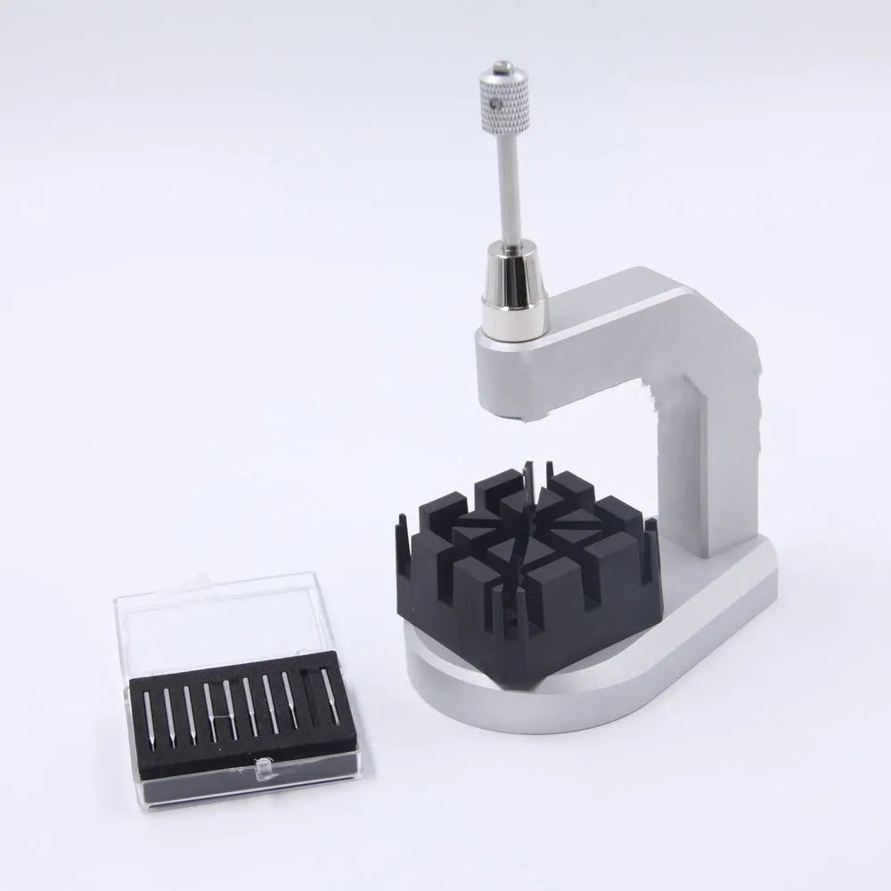 Silver tool steel press strap removal tool for watches, jewellery, glasses and electronics