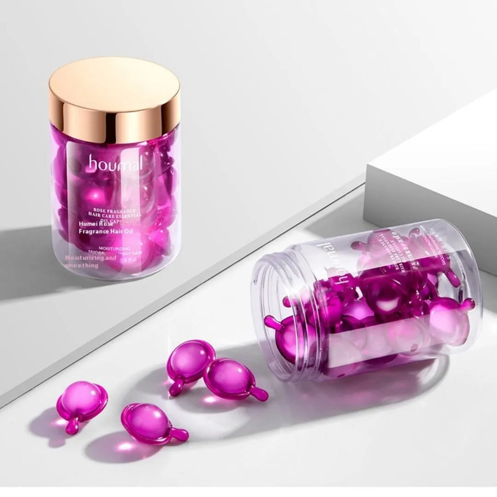 Houmai Rose Lavender flavor styling cream capsules, purple, 1ml x30 PCs hair essential oil in capsules