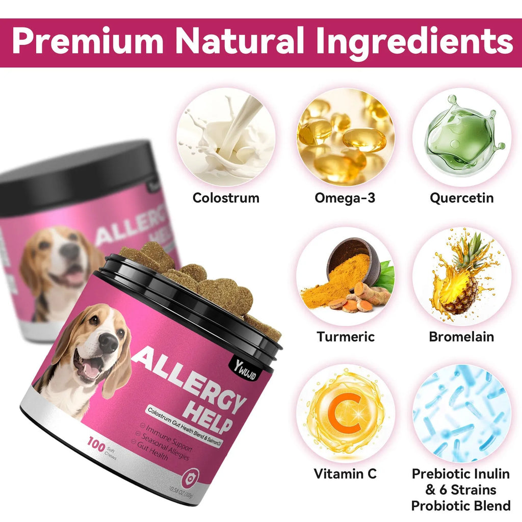 Pet anti-allergy chewable tablet set with smart ball and nail clippers for dogs and cats