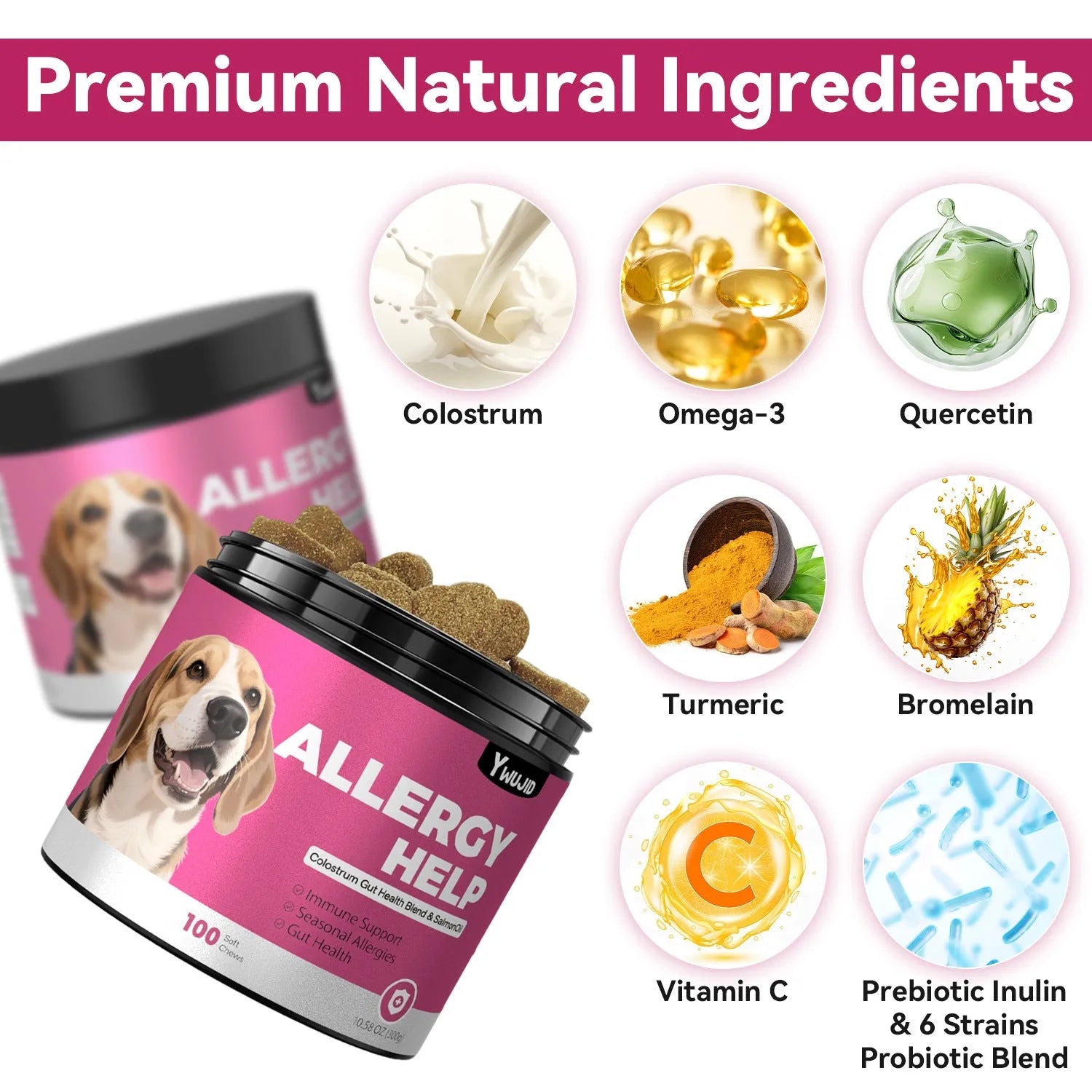 Pet anti-allergy chewable tablet set with smart ball and nail clippers for dogs and cats