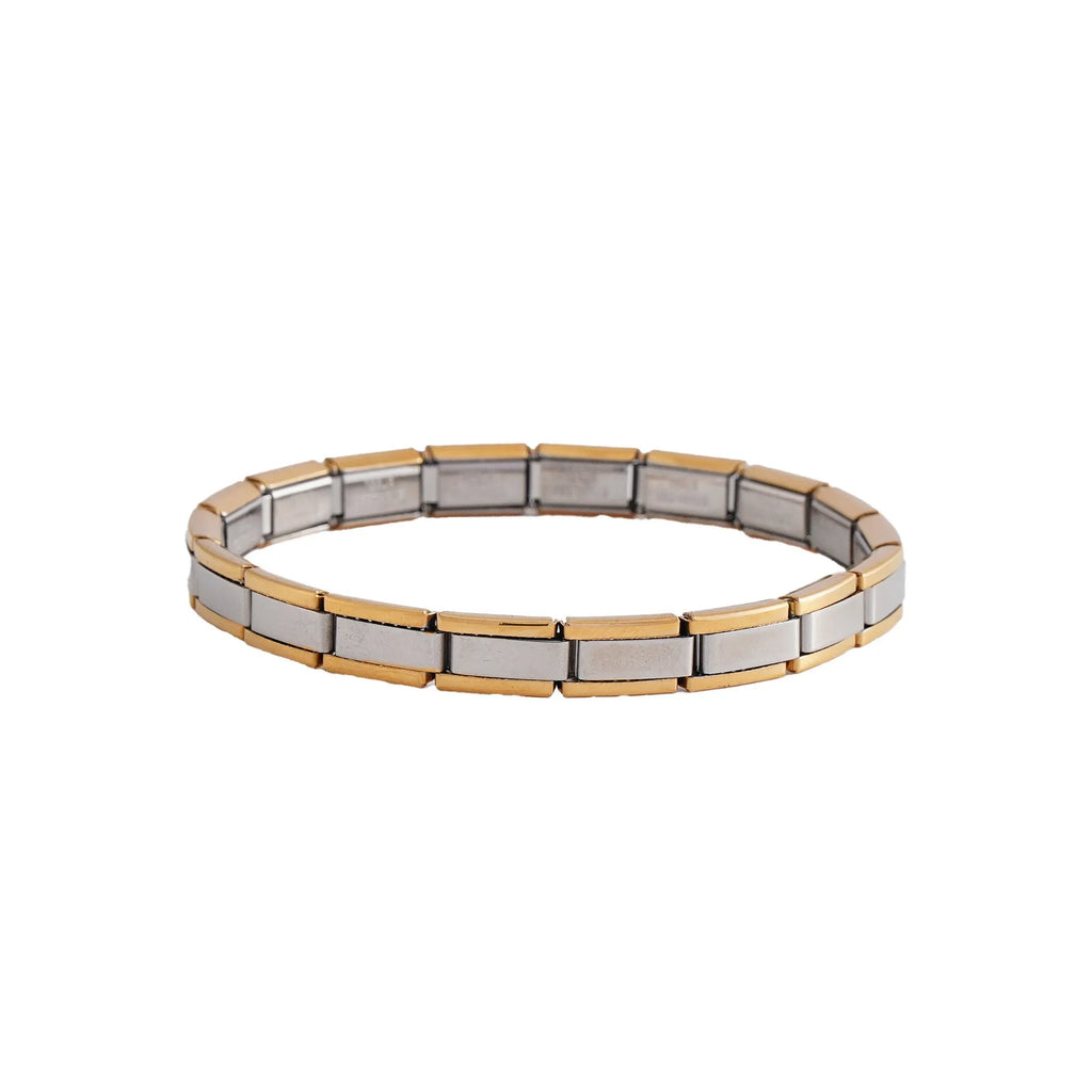 Elastic stainless steel unisex ring bracelet in steel colour, full gold, half gold or edge gold
