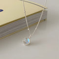 Women's silver necklace with geometric stone pendant on adjustable 41-50cm curb chain