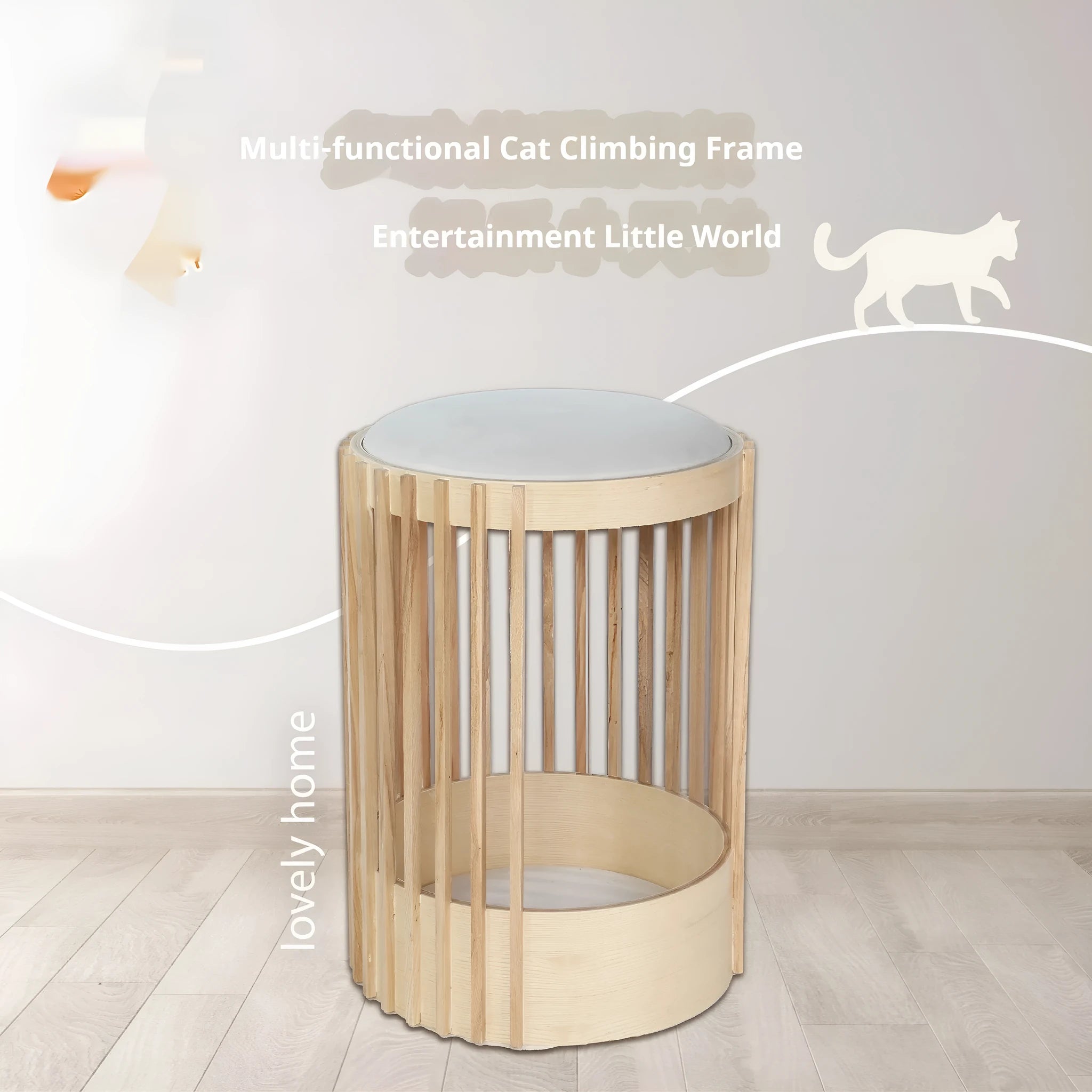 Simple solid wood cat climbing frame with 40x60cm size and bite-resistant column for indoor use