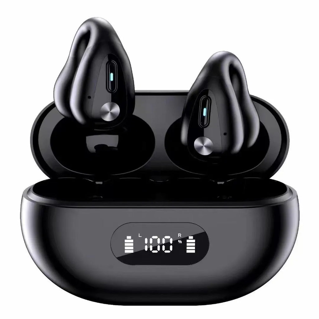 In-ear Bluetooth headset ear clip type with Bluetooth 5.3, 20m range, 500mAh battery, in black white or khaki