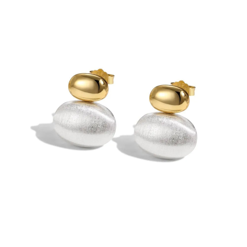 Pair of 925 silver stud earrings for women, 17mm length, electroplated finish, colour DY1D0378-S-Q-NO