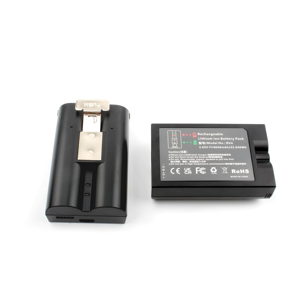 Black RV4 replacement battery for Ring Battery V4 doorbell, 6040mAh, with Type-C cable, dimensions 70.0mm x 45.1mm x 25.0mm