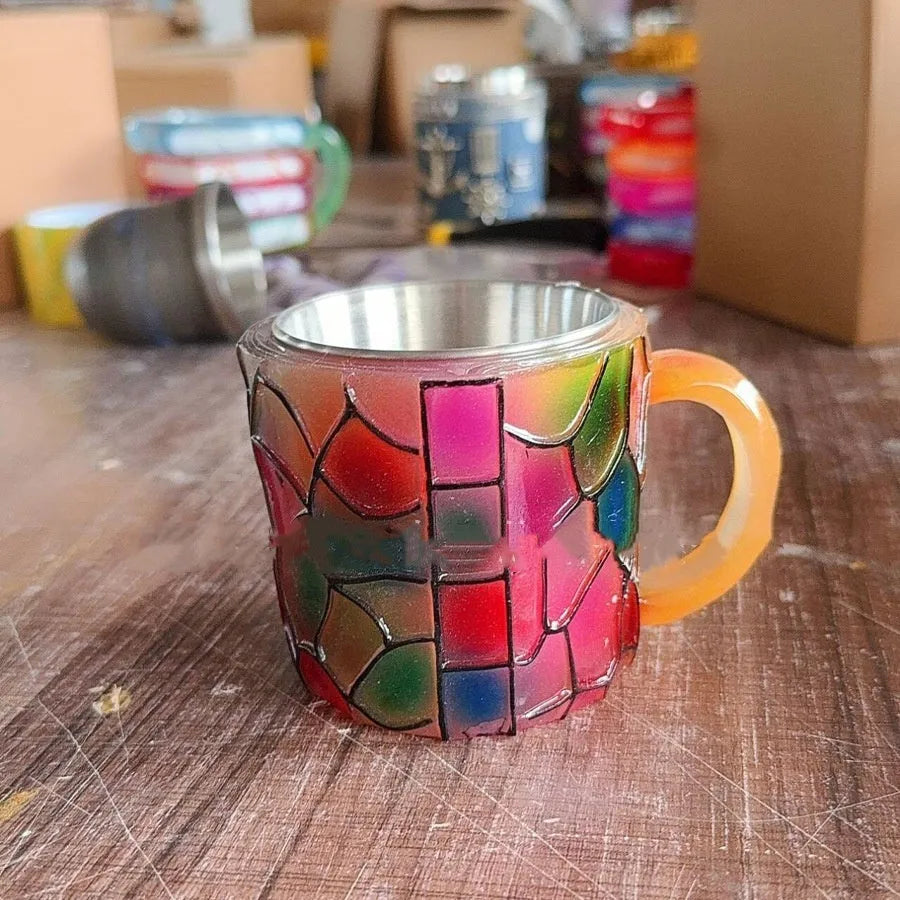 Synthetic resin bookmark coffee cup decorative ornament with American-style patterns measuring 13x10x10cm
