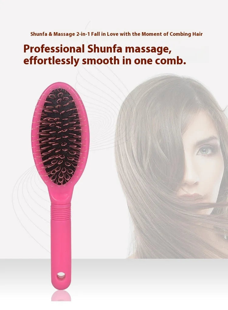 Black plastic ring tooth comb with airbag base for hair extension styling